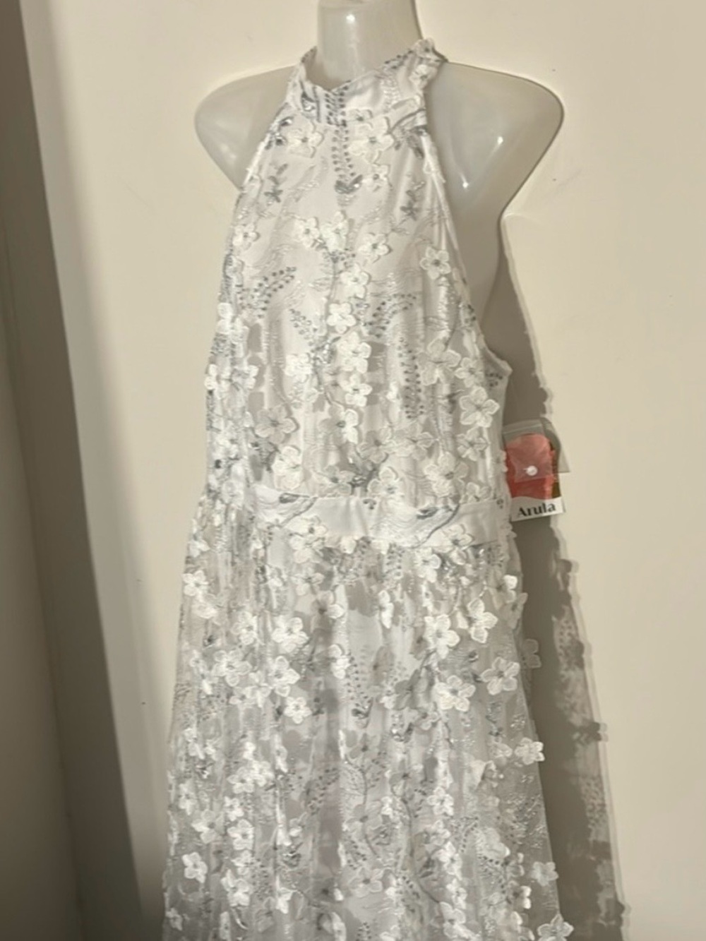 NWT Arula White Embroidered Halter dress